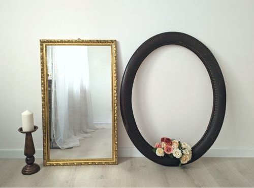 Zrcadlo a rám dřevěný svatební dekorace